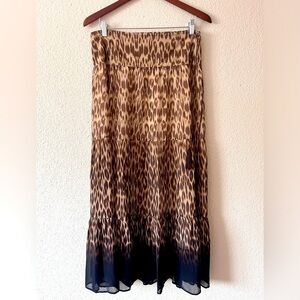 Cache Rare Silk Animal Print Maxi Skirt 6